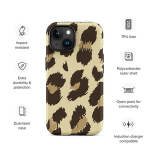 Wild Savanna Leopard Skin Pattern iPhone 15 Robust Case Features