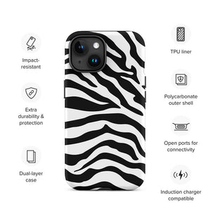 Wildlife Savanna Zebra Skin Pattern iPhone 15 Robust Case Features