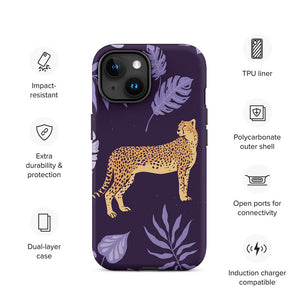Wildlife Unposed Cheetah Plant Leaves iPhone 15 Robust Case Features