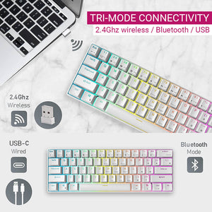 2.4GHz Wireless Compact Modern Mechanical Keyboard Tri-Mode Connectivity  RGB