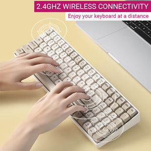 2.4GHz Wireless Connectivity Cozy Double Color Mechanical Keyboard Gasket Structure