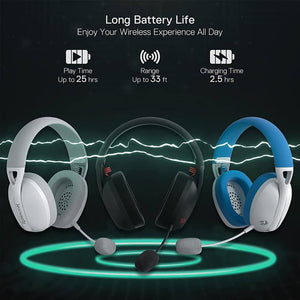 2.4GHz Wireless 7.1 Surround Sound Casual Headset Microphone Tri-Mode Battery Life