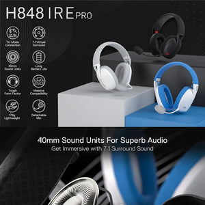 2.4GHz Wireless 7.1 Surround Sound Casual Headset Microphone Tri-Mode Features H848 Ire Pro