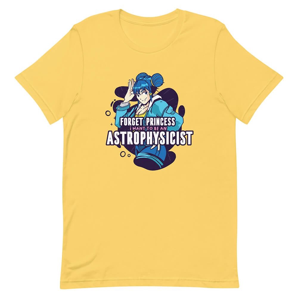 Yellow Astrophysicist Double Pom Pom Blue Hair Girl Tee