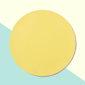 Yellow Round Unicolor Pastel Leather Mouse Pad Non-Slip