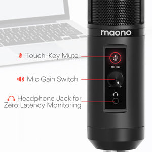 Zero Latency Metal Cardioid Microphone Pop Filter Mute Features