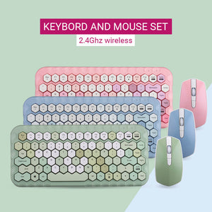 2.4Ghz Wireless Slim Honeycomb Combo Keyboard Mouse Multi-Color