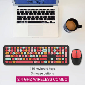 2.4Ghz Wireless Set Macaron Color Combo Keyboard Mouse Multimedia