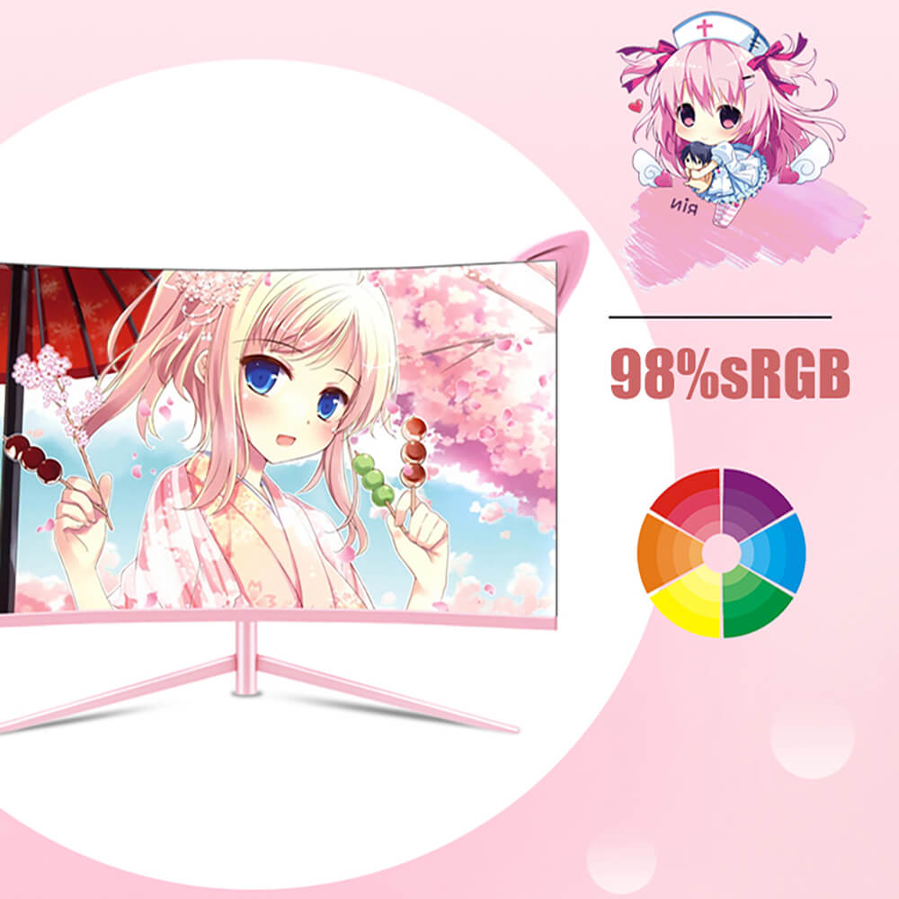 27 Pink Curved Monitor FHD 1080p 2ms VA 165hz HDMI 98% sRGB - Dubsnatch
