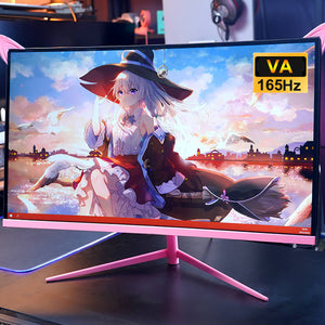 27" Pink Curved Monitor FHD 1080p 2ms VA Panel 165hz HDMI 98% sRGB