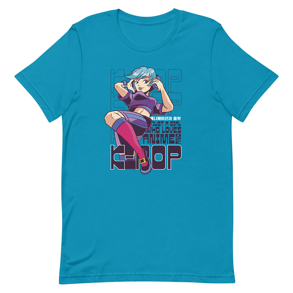 Aqua Anime K-Pop Idol Fangirl Shirt Headphones Music Lover