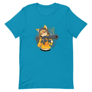 Aqua Cute Army Anime Fox Girl Shirt War Weapon