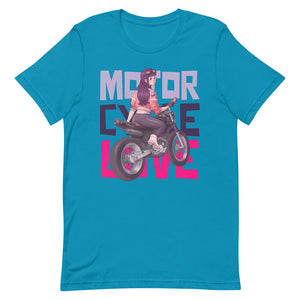 Aqua Cute Biker Girl Shirt Motorcycle Love