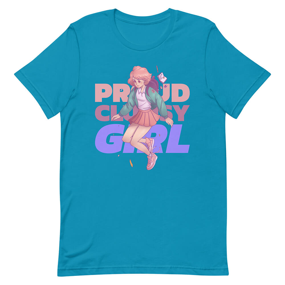 Aqua Proud Clumsy Girl Shirt Urban Modern Lass