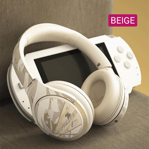 Beige Bluetooth 5.2 Futuristic Armor Design Headphones Deep Bass Picture