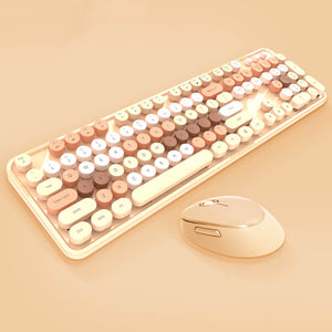 Beige 2.4Ghz Wireless Candy Combo Keyboard Mouse Multimedia Multi-Color