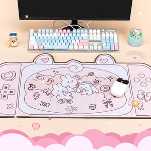 Big Pink Bunny Party Mouse Pad Non-Slip Desk Setup
