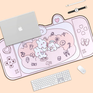 Big Size Pink Bunny Party Mouse Pad Non-Slip