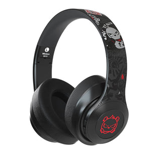 Black Bluetooth 5.0 Angry Bear Graffiti Headphones RGB Foldable