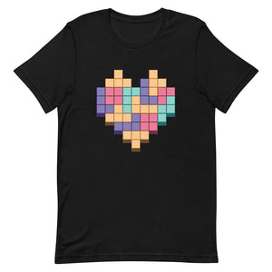 Black Colorful Heart Game Puzzle Block Shirt