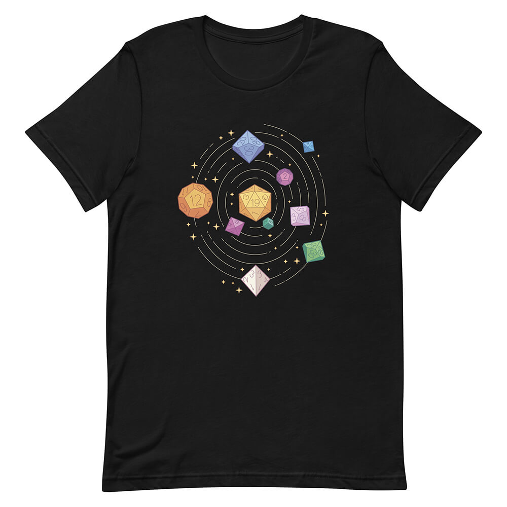 Black Colorful RP Multifaceted Dice Constellation Tee Board Game