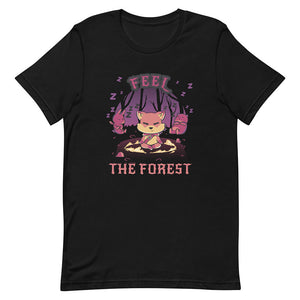 Black Cozy Meditating Fox Vagabond Shirt Sleeping Party Forest