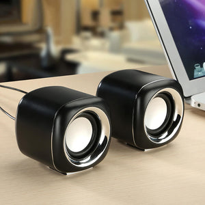 Black Cute Mini Speakers Stereo 3.5mm AUX USB