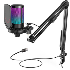 Black Gradient RGB Cardioid Microphone Pop Filter Arm Stand