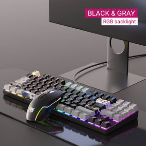 Black Gray Slim Dragon Combo Mechanical Keyboard Mouse RGB Backlight