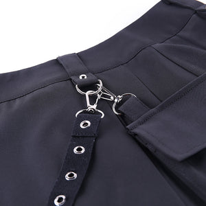 Black High-Waist Gothic Skirt Duo Chain Accessory Bag