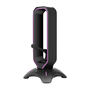 Black Neon RGB Headset Stand Gaming Double USB