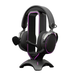 Black Neon RGB Headset Stand Gaming Double USB Use
