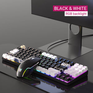 Black White Slim Dragon Combo Mechanical Keyboard Mouse RGB Backlight