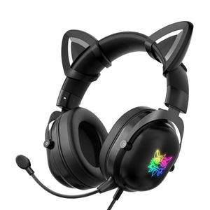 Black Wireless Kitty Headset Microphone Stereo RGB