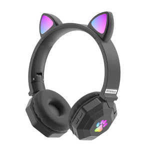 Black Wireless Neko Headphones Mic Kiddo RGB