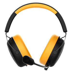 Black Yellow Bluetooth 5.2 Tri-Mode Modern Headset Mic RGB Stereo Front