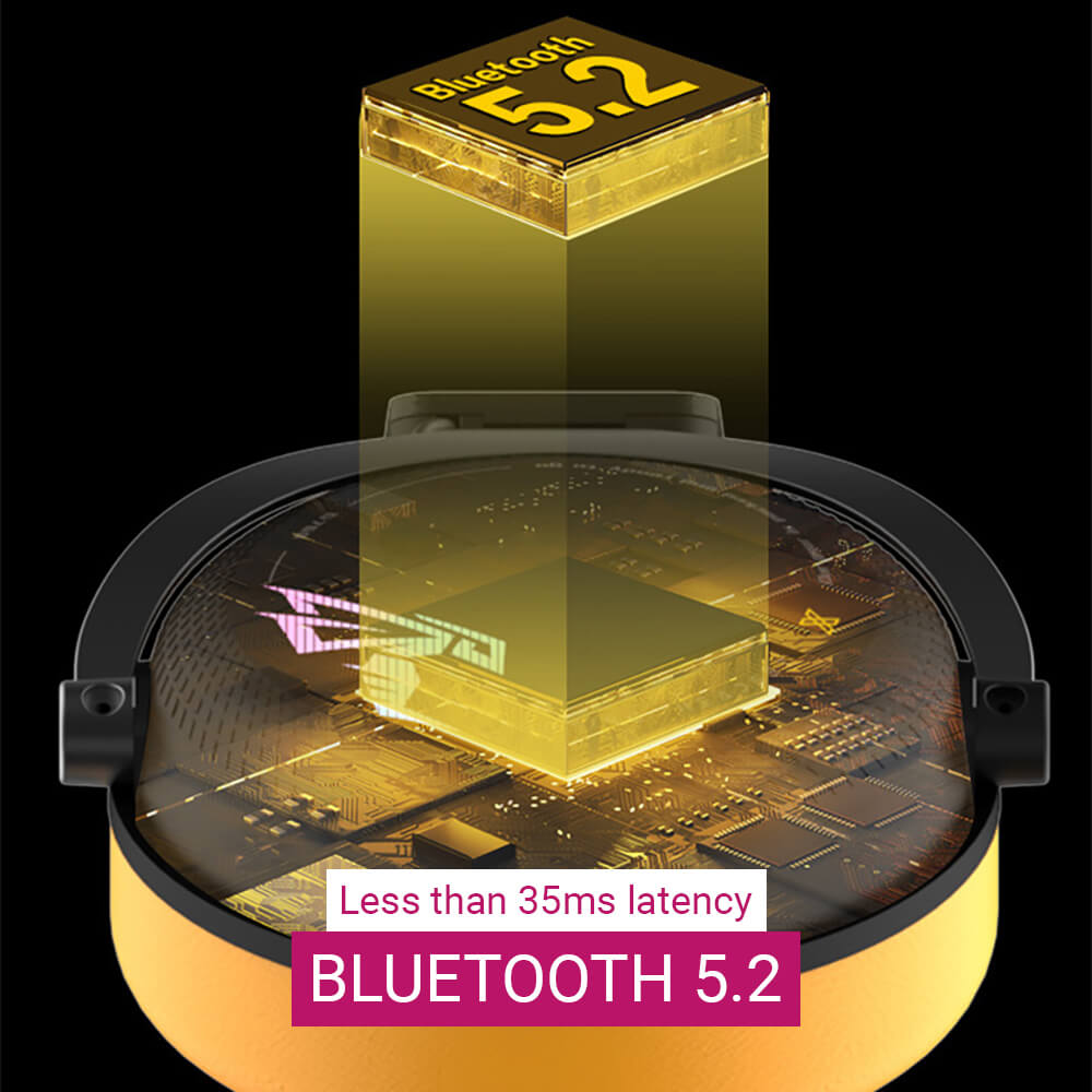 Black Yellow Wireless Bluetooth 5.2 Tri-Mode Modern Headset Mic RGB Stereo