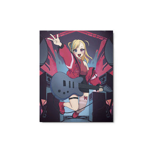 Blonde Anime Girl Rock Star Idol Metal Poster 8x10"