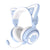 Light Sky Blue Cat Headset Wireless Noise Canceling Microphone LED