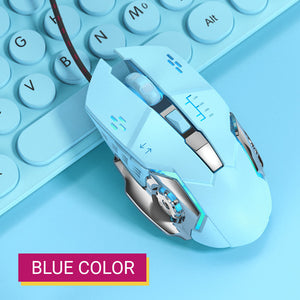 Blue Color Girly Mouse Optical 3200 DPI USB Backlight