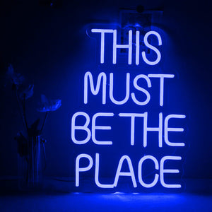 Blue Glowing Right Place Neon Sign LED Light