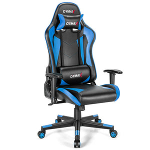Blue High Back Racing Performance Gaming Chair Reclining Backrest