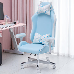 Blue Lovely Cat Ear Gaming Chair Reclining Back Seat