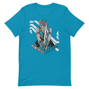 Blue Powerful Barbarian Party Hero Shirt Sword Specialization