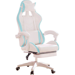 Blue Pretty Double Color Gaming Chair Footrest Rectractable Armrest