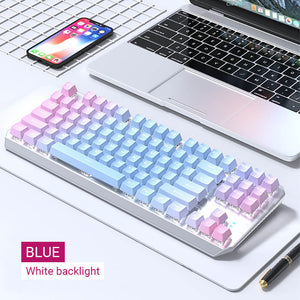 Blue Slim Gradient Mechanical Keyboard White Backlight Hot-Swap