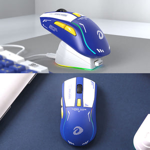 Blue Tri-mode Gaming Mouse 6400 DPI RGB Backlight Pictures