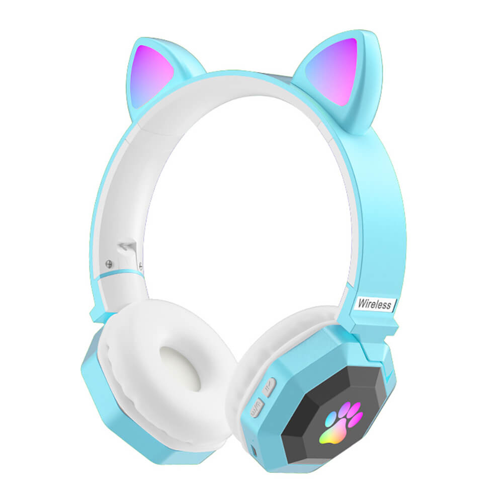 Blue Wireless Neko Headphones Mic Kiddo RGB
