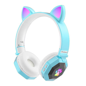 Blue Wireless Neko Headphones Mic Kiddo RGB