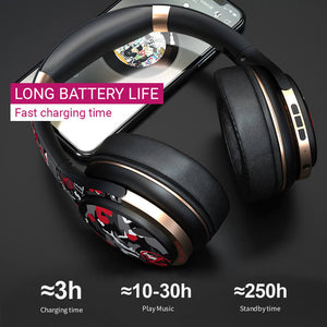 Bluetooth 5.0 Cartoon Graffiti Headphones Noise Reduction Long Battery life